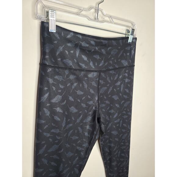 Zyia Active black high waist leggings with leaf leaves print - 8 10 - Picture 2 of 6